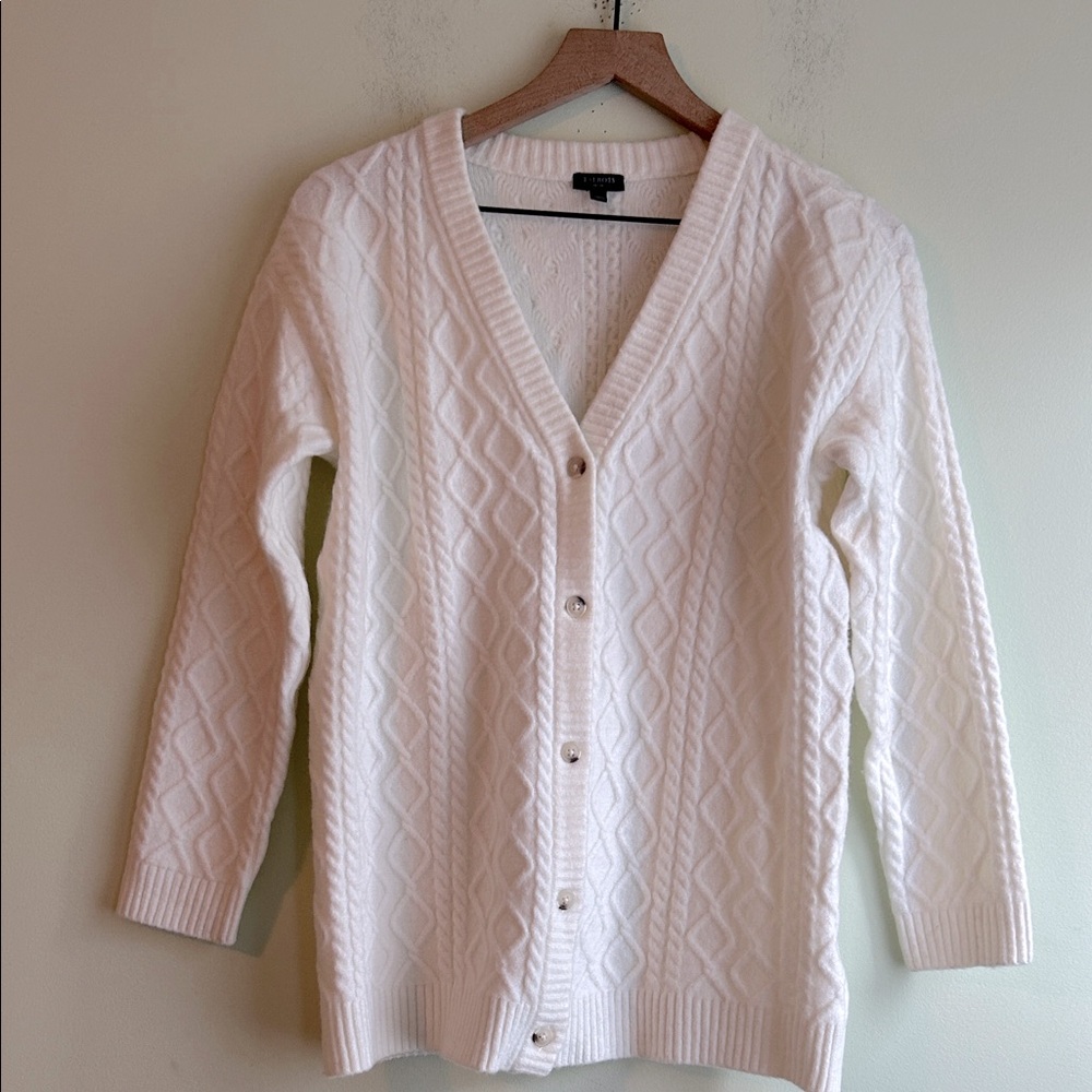 Talbots Wool Alpaca Blend Button Front Cable Cardigan